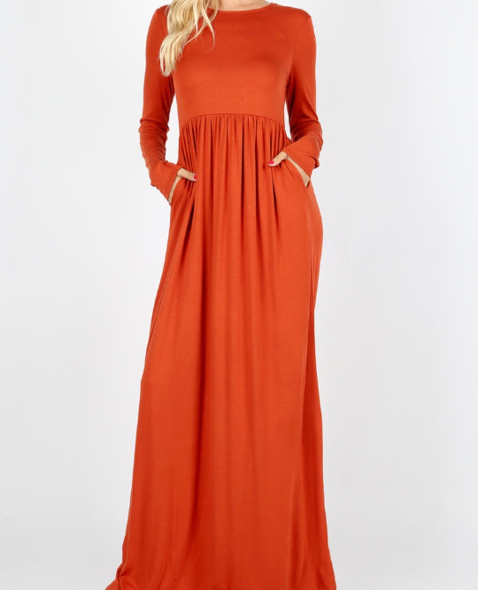 Maxine Maxi Dress-Brick – Rock Your Body Clothing