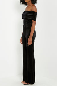 Make Me Fall In Love Black Velvet Jumpsuit