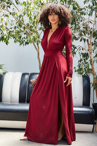 Venetia V-neck High Slit Maxi Dress